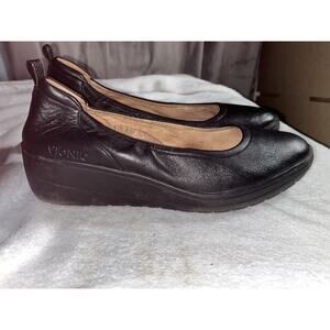 Women’s Vionic Jacey Black Leather Slip On Wedge Comfort Shoes Size 8